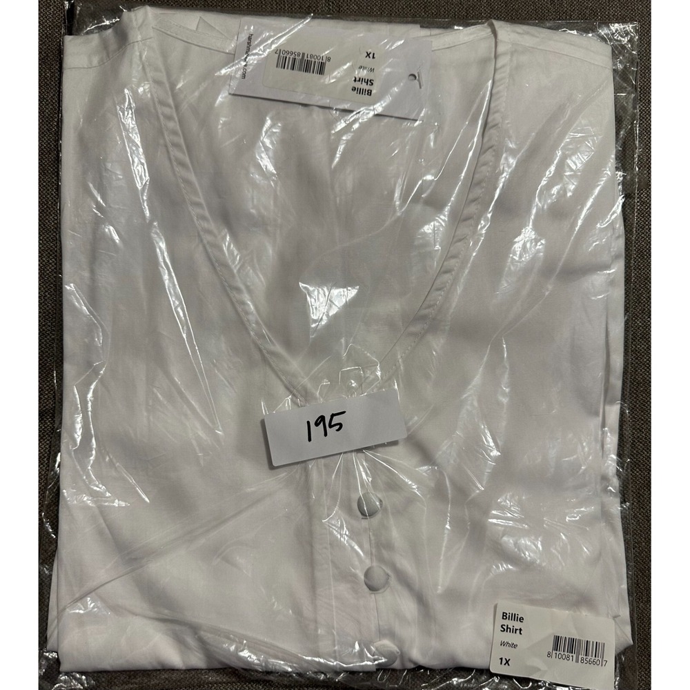 NWT|Harshman Billie 100% Cotton Popover V Neck Blouse Button Detailing White 1X - Picture 5 of 7